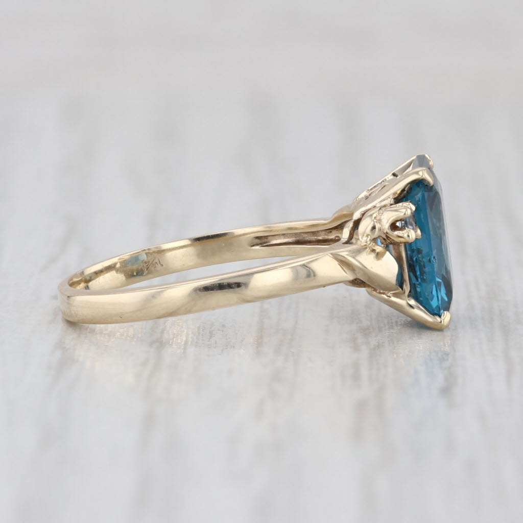 3.34ctw Blue Lab Created Spinel Quartz Ring 10k Yellow Gold Size 8 Bypass