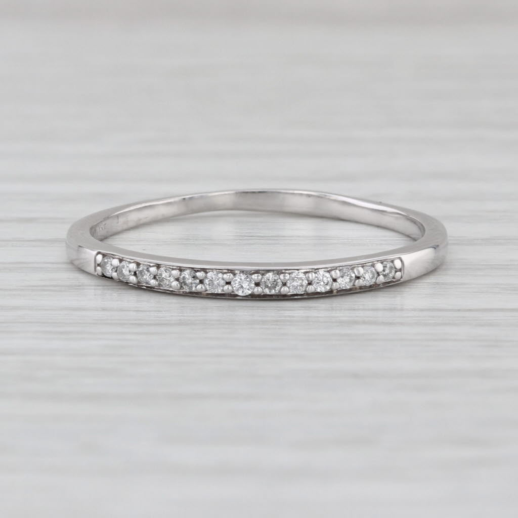 0.10ctw Diamond Wedding Band 10k White Gold Stackable Bridal Ring Size 11