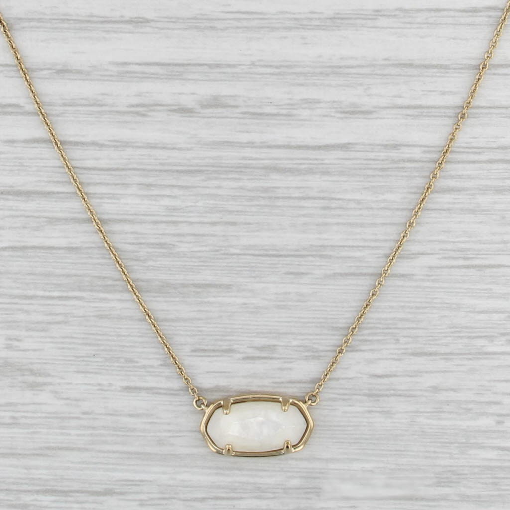 Kendra Scott Mother of Pearl Shell Pendant Necklace Sterling Silver Gold Plated