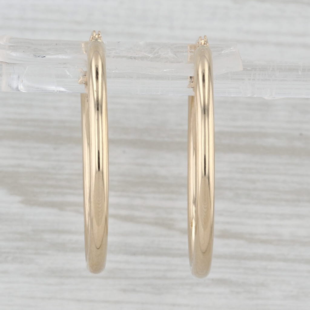 Round Hoop Earrings 14k Yellow Gold Pierced Snap Top Hoops