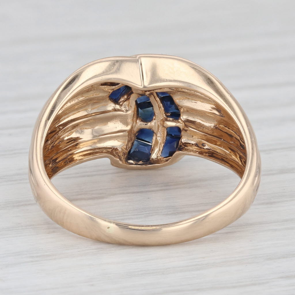 Light Gray 0.90ctw Blue Sapphire Knot Ring 14k Yellow Gold Size 7.25