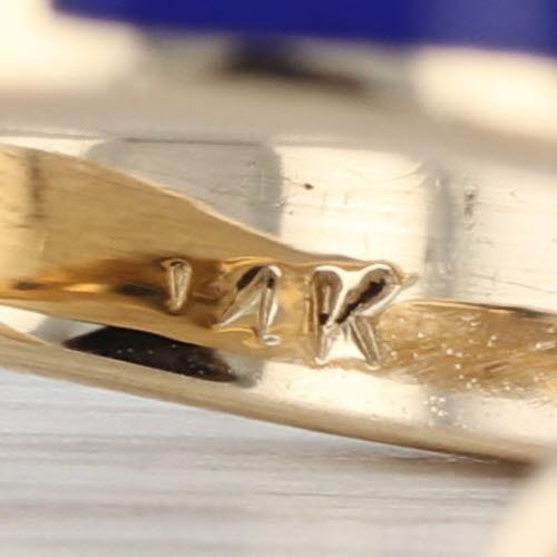 Lapis Lazuli 0.12ctw Diamond Bypass Ring 14k Yellow Gold Size 6