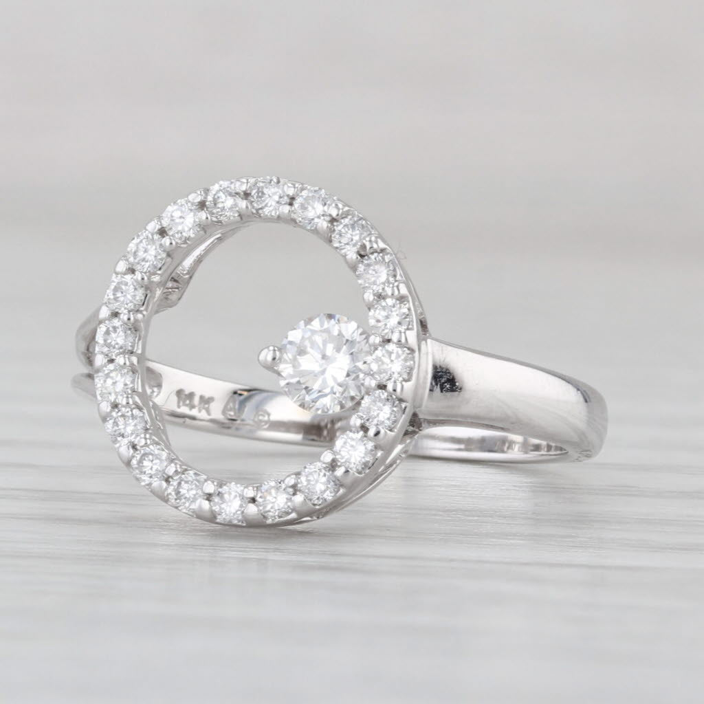 0.45ctw Diamond Circle Ring 14k White Gold Size 6.5
