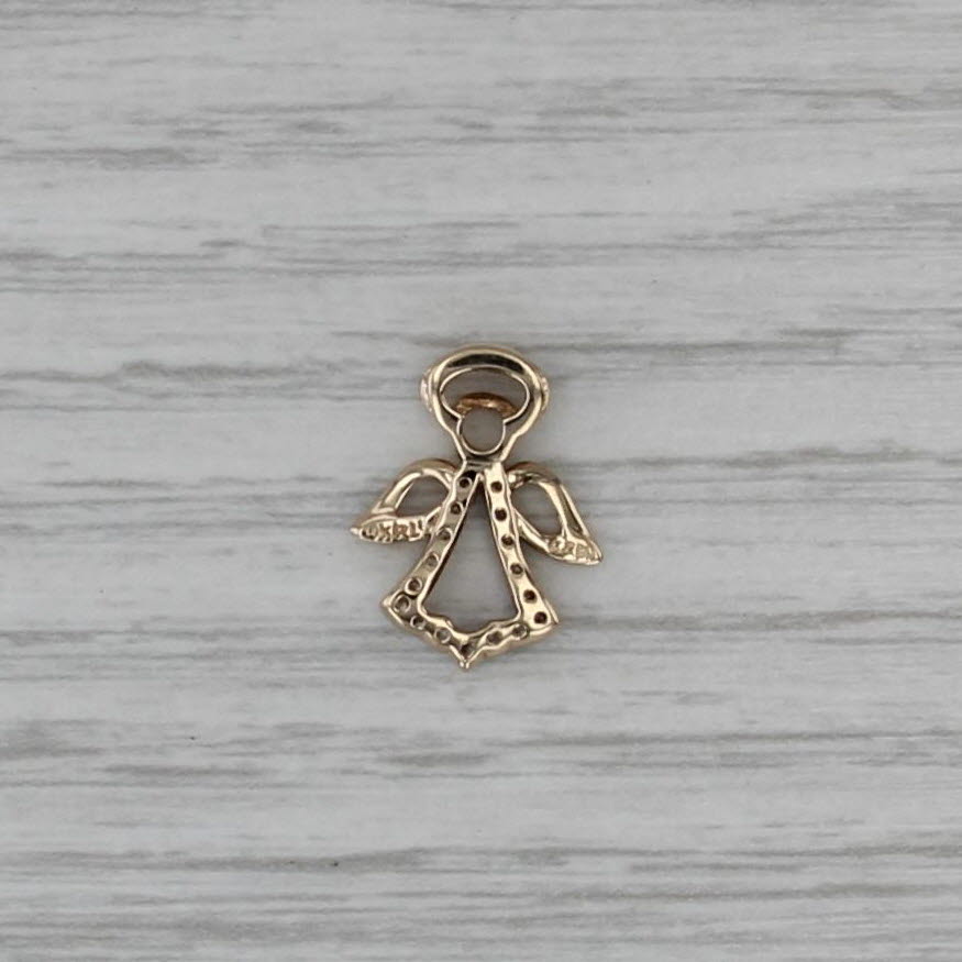 Cubic Zirconia Guardian Angel Pendant 10k Yellow Gold Small Drop