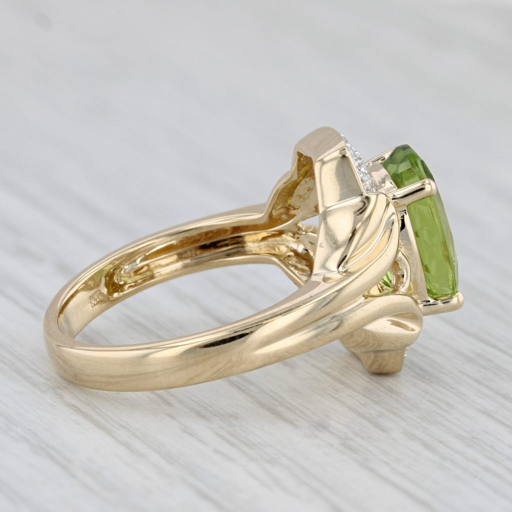 Gray 4.17ctw Oval Peridot Diamond Ring 14k Yellow Gold Size 8 Cocktail