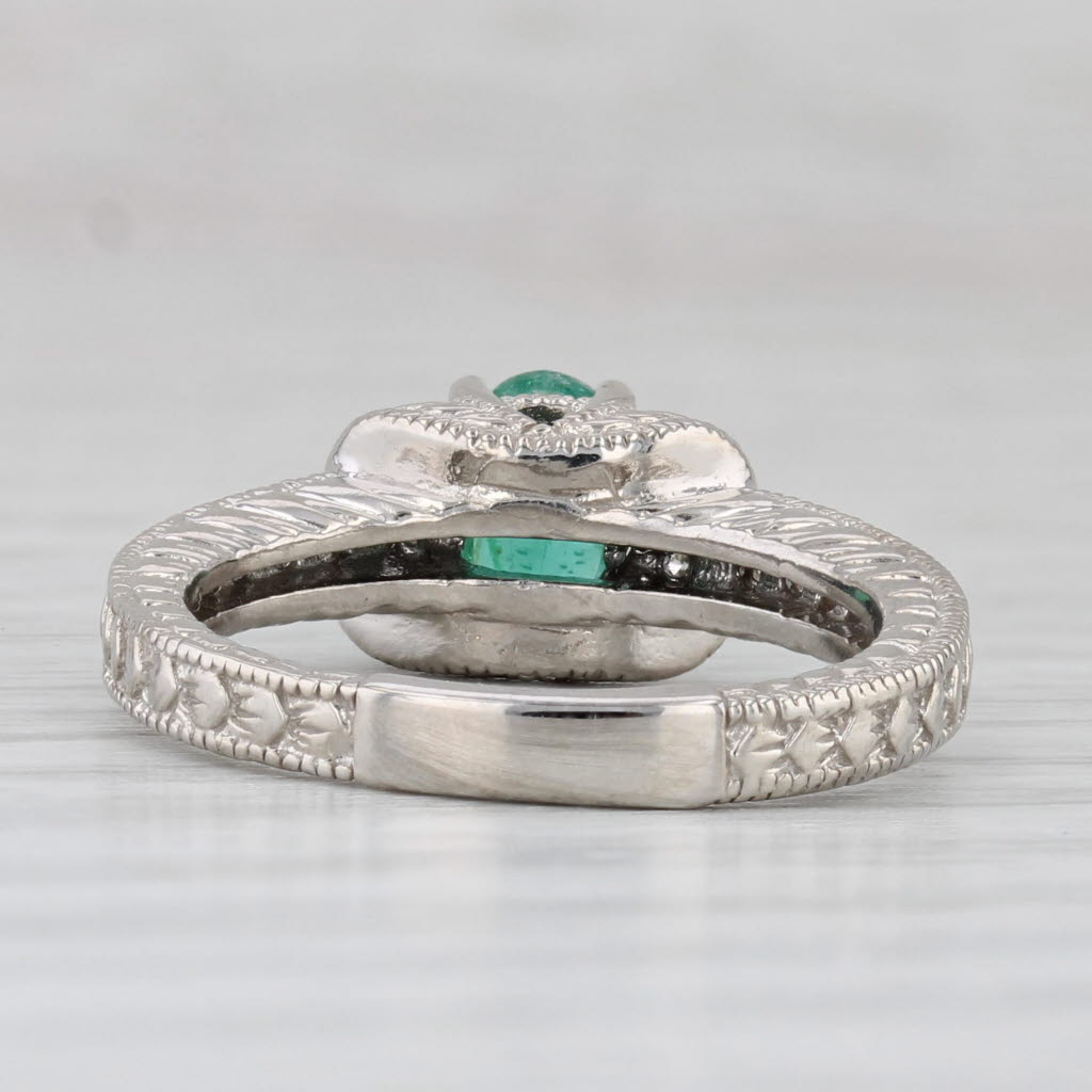 Light Gray 1ctw Oval Emerald Diamond Ring 14k White Gold Size 6.5 Engagement