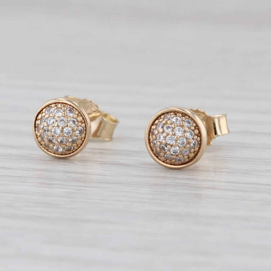 0.15ctw Cubic Zirconia Cluster Stud Earrings 14k Yellow Gold Small Round Studs