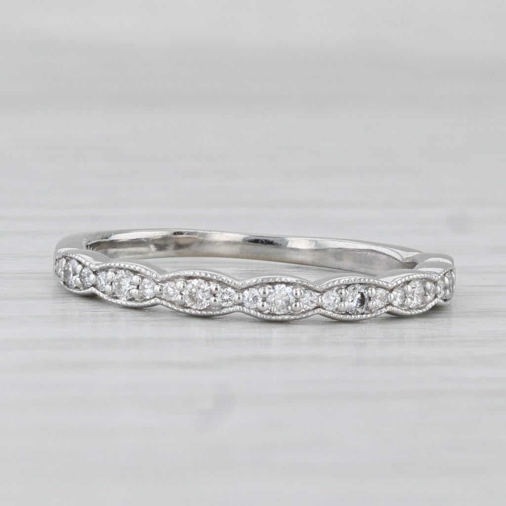 Light Gray 0.20ctw Diamond Wedding Ring 14k White Gold Stackable Band Size 5.5