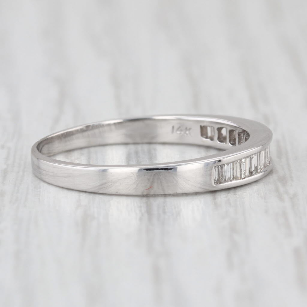 0.34ctw Diamond Wedding Band 14k White Gold Stackable Anniversary Ring Size 9.25