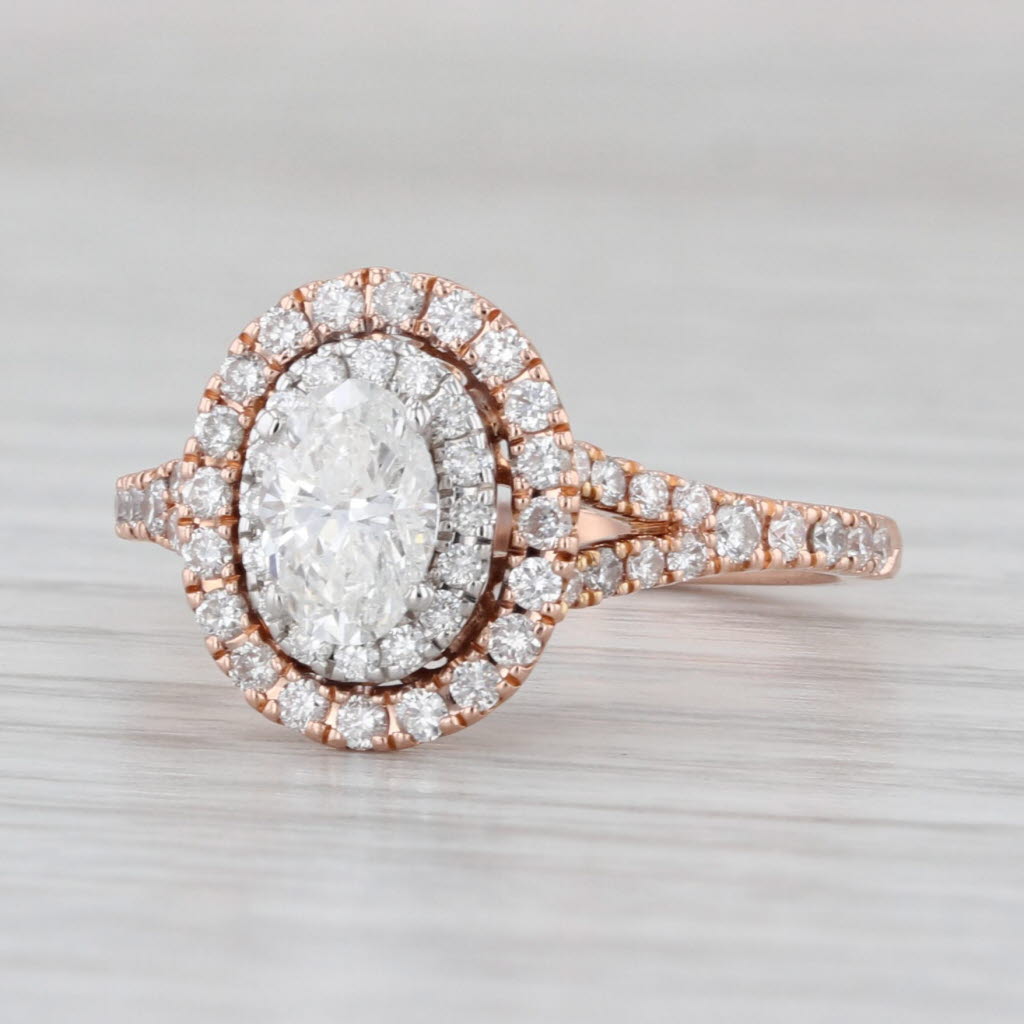 Neil Lane 1.32ctw Diamond Halo Engagement Ring 14k Rose White Gold Size 6.75