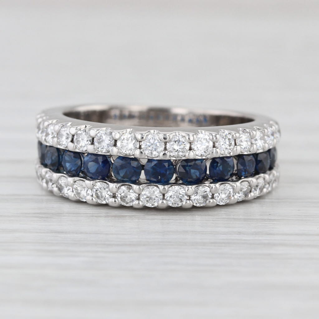 1.40ctw Blue Sapphire Diamond Ring 14k White Gold Size 4.75-5 Anniversary Bridal