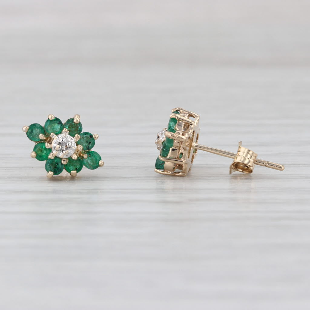 0.60ctw Emerald Diamond Stud Earrings 14k Yellow Gold Studs