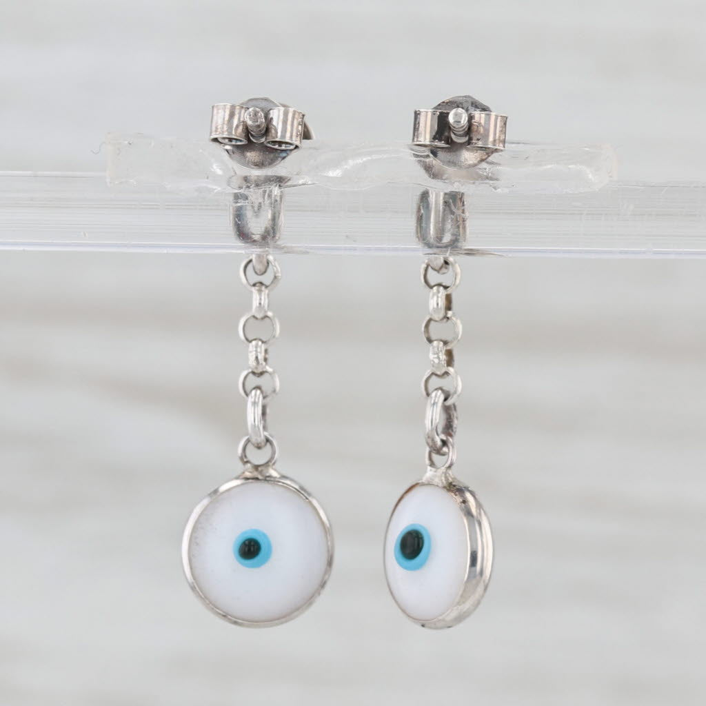 All Seeing Eye Dangle Earrings Sterling Silver Drops Eye of Deity