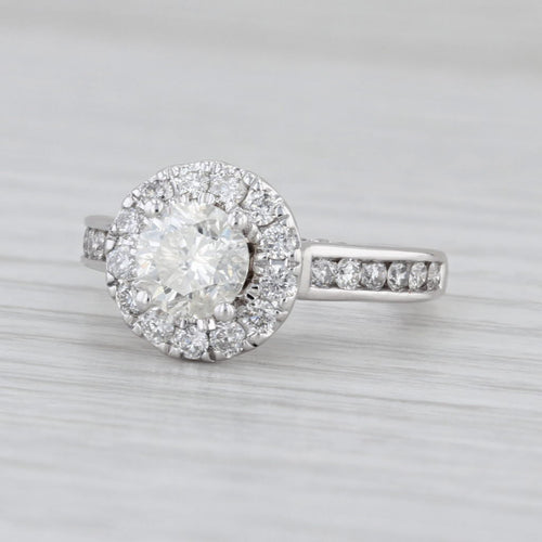1.93ctw Round Diamond Halo Engagement Ring 14k White Gold Size 5 Cathedral Band