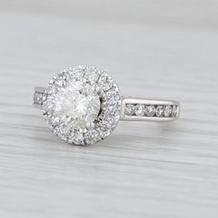 1.93ctw Round Diamond Halo Engagement Ring 14k White Gold Size 5 Cathedral Band