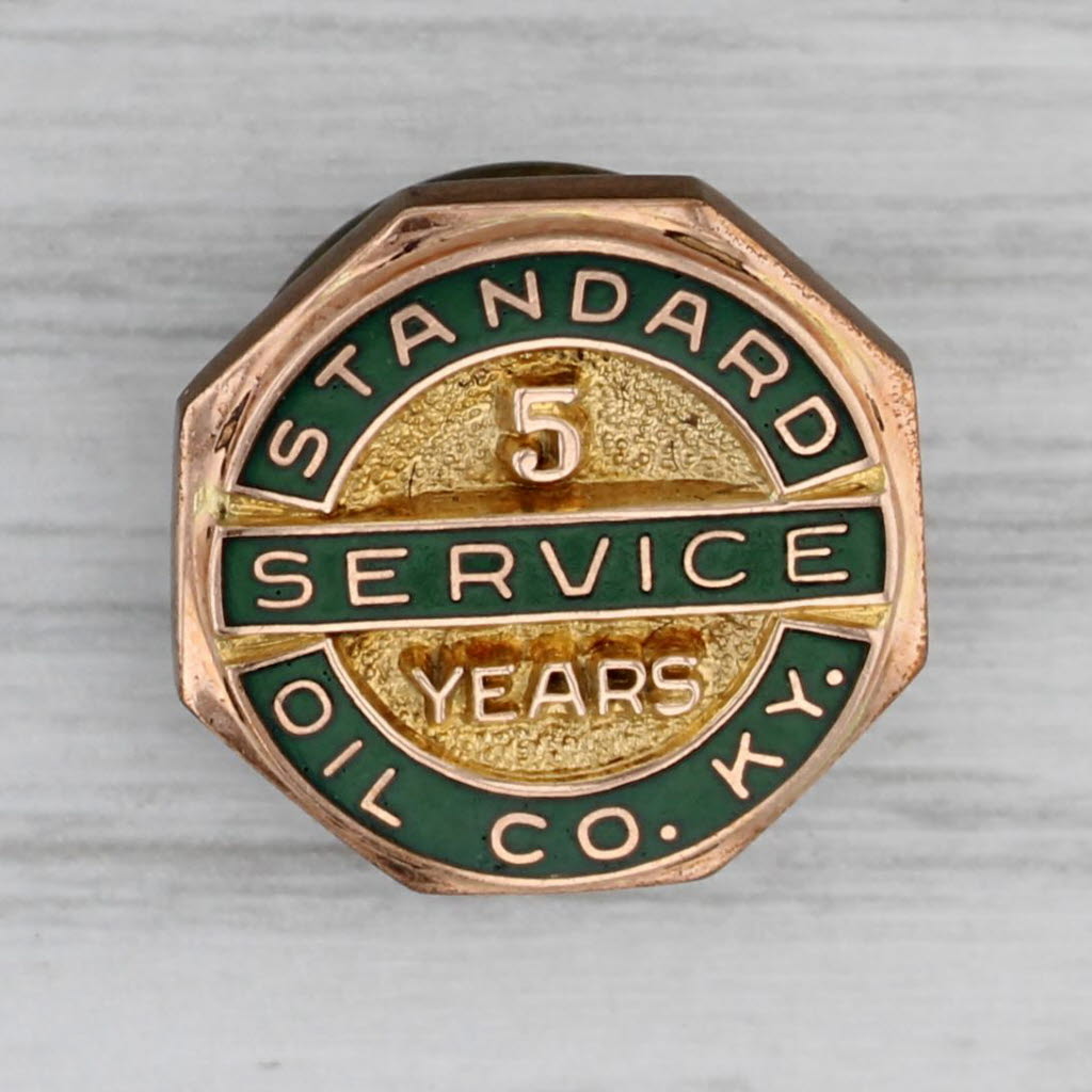 Gray Vintage Standard Oil Company Kentucky Pin 5 Years Service Enamel Gold Filled