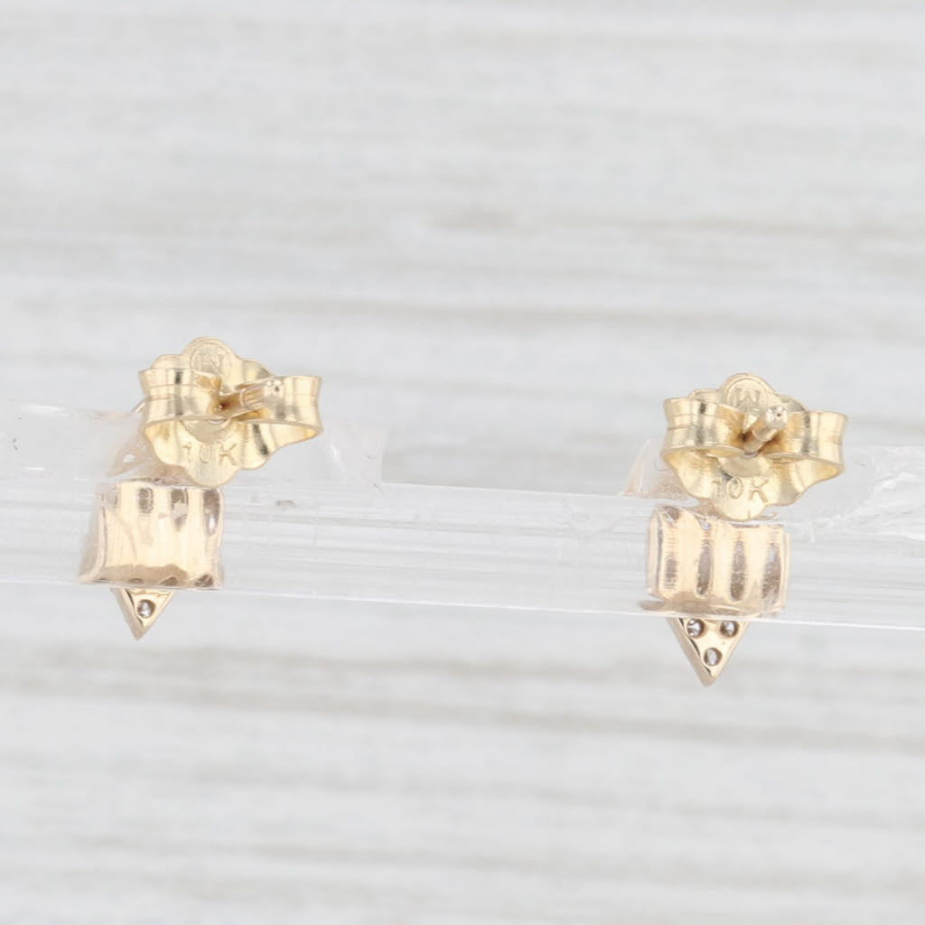 Light Gray New 0.10ctw Pave Diamond Triangle Stud Earrings 10k Yellow Gold