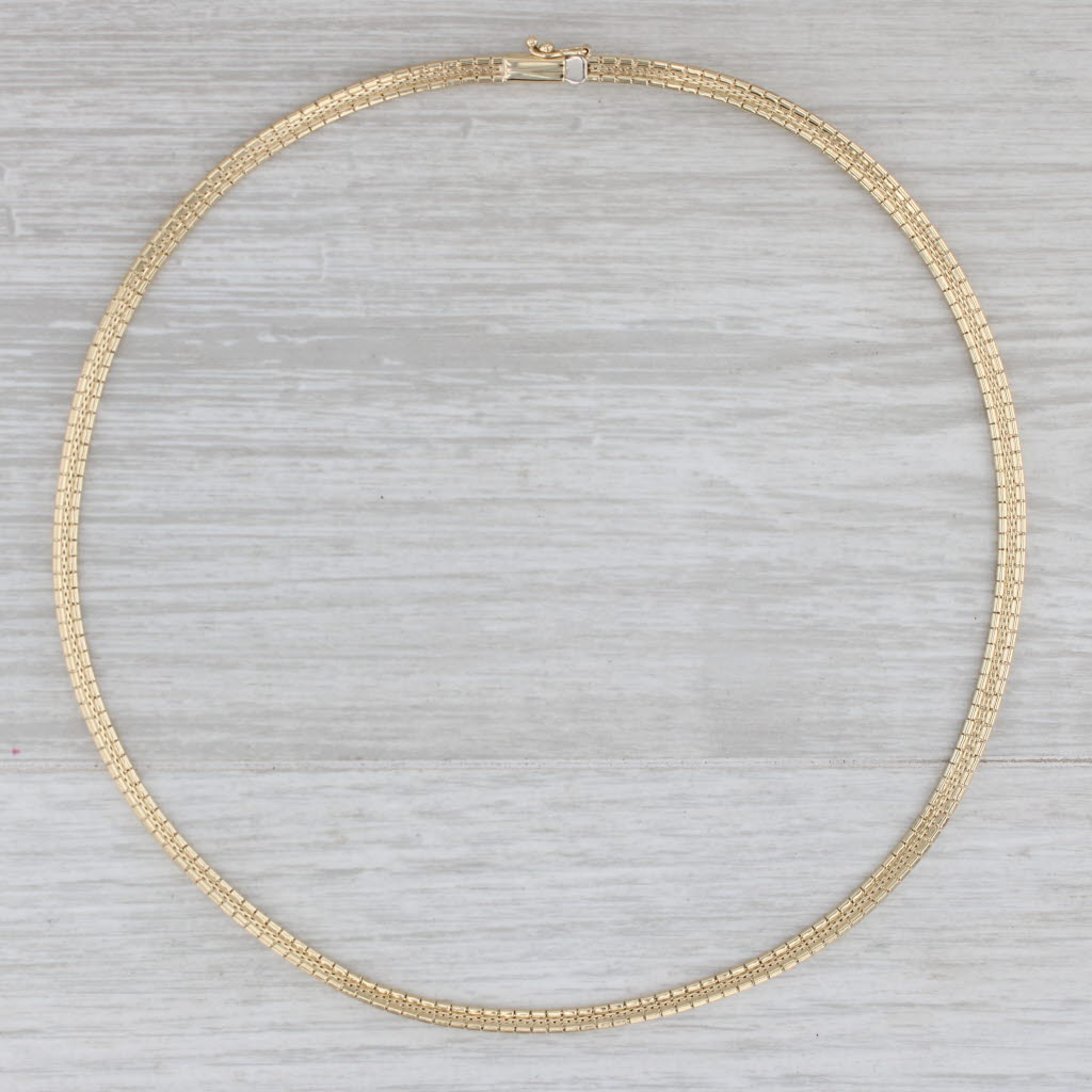 Gray Omega Chain Necklace 14k Yellow Gold 16" 3.8mm