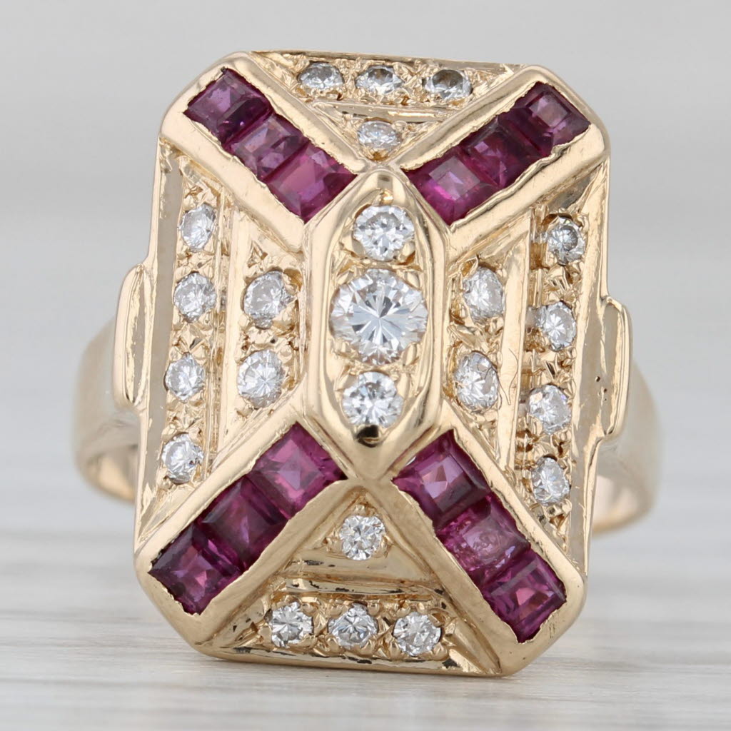 Gray 1.24ctw Tiered Diamond Ruby Ring 14k Yellow Gold Size 4.75