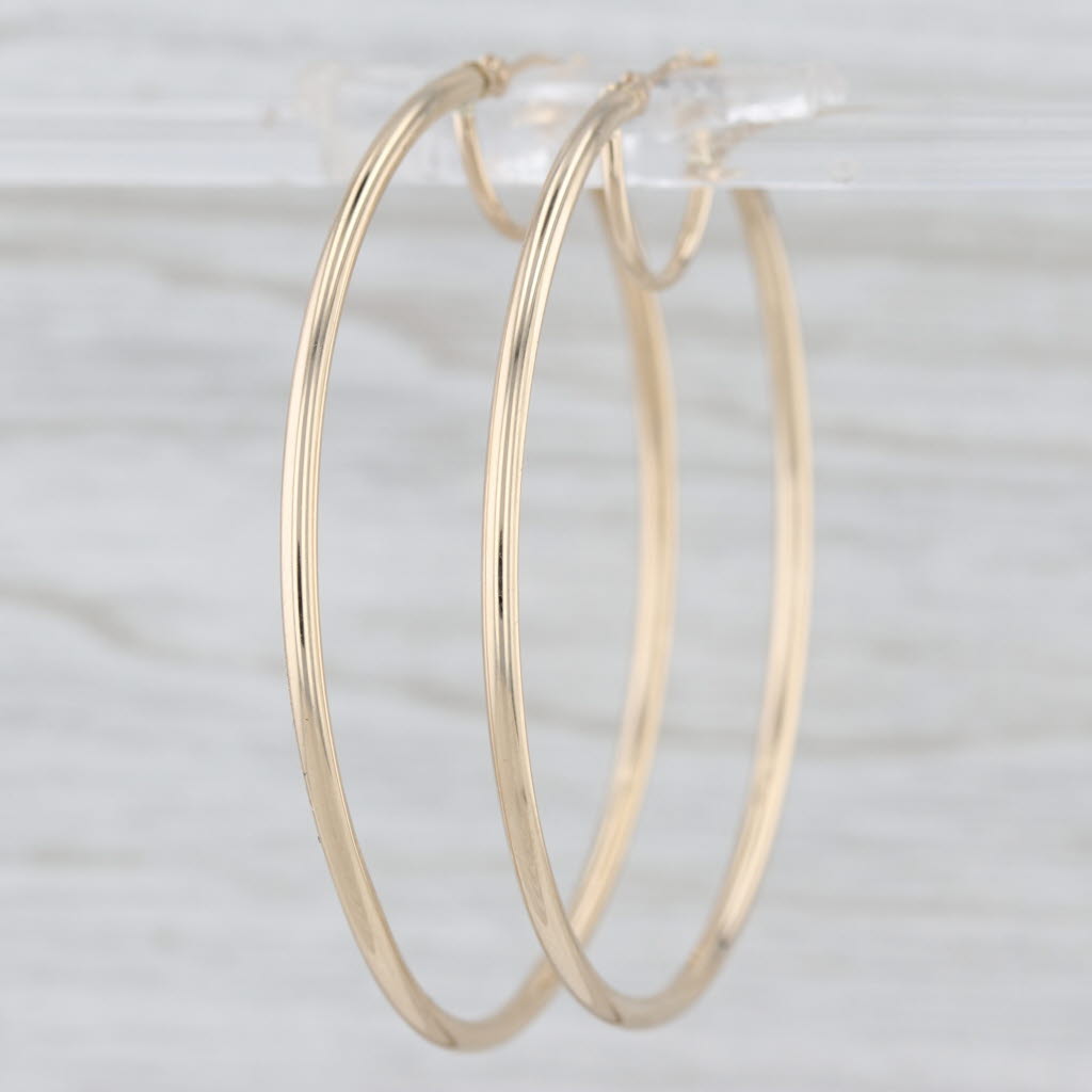 Round Hoop Earrings 10k Yellow Gold Snap Top Post Hoops 45.7 x 1.8 mm