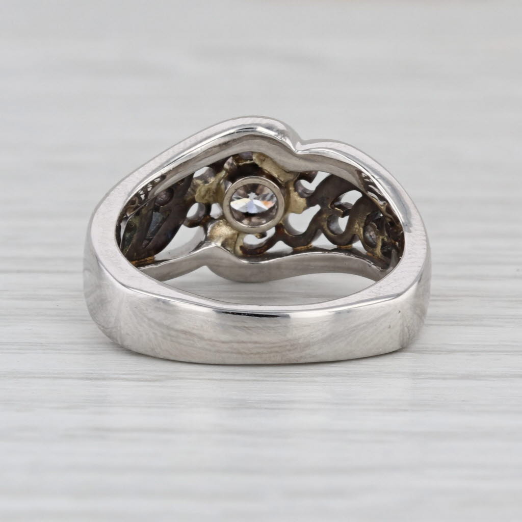 0.29ct Diamond Solitaire Ornate Openwork Ring Platinum 18k Gold Size 6.5