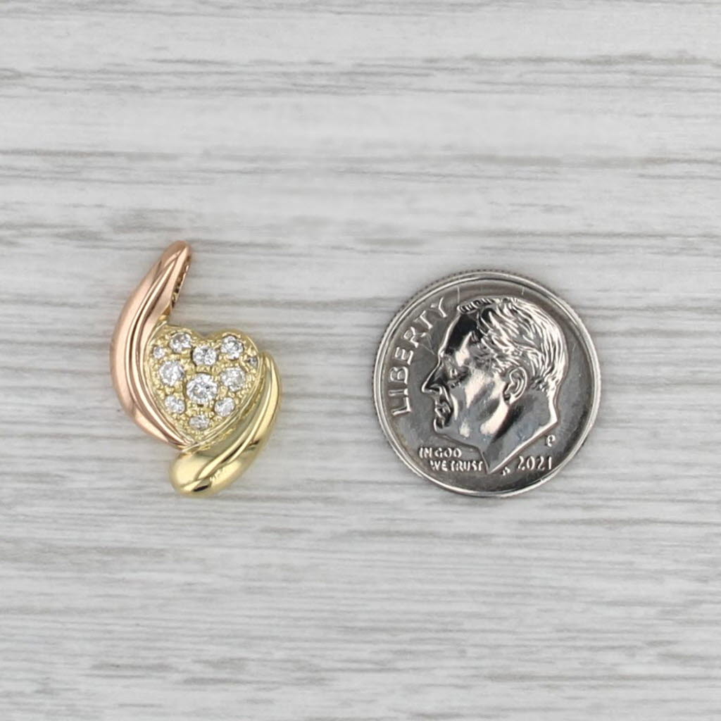 0.30ctw Pave Diamond Heart Bypass Pendant 18k Yellow Rose Gold