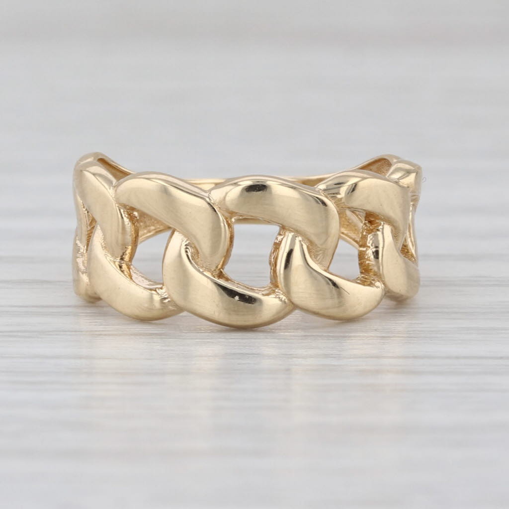 Curb Link Band Ring 18k Yellow Gold Size 5.25 Stackable