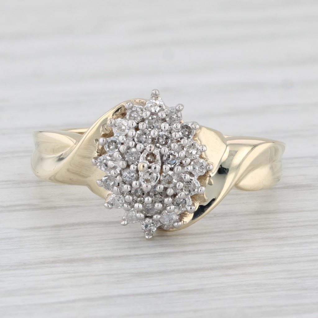 Light Gray 0.14ctw Diamond Cluster Ring 10k Yellow Gold Size 7.25