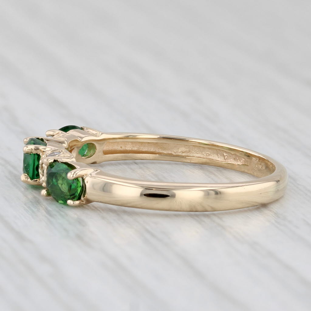 Light Gray 0.88ctw Green Chrome Diopside Diamond Ring 14k Yellow Gold Stackable Size 8.75