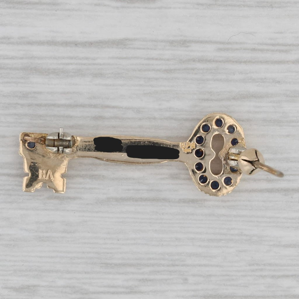 Gray Kappa Kappa Gamma Sorority Key Badge Lab Created Sapphire 10k Gold Pin