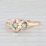 Antique Opal Ring 10k Yellow Gold Size 6.5 3-Stone Cabochons