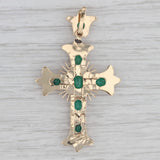 1.25ctw Emerald Cross 18k Yellow Gold Pendant