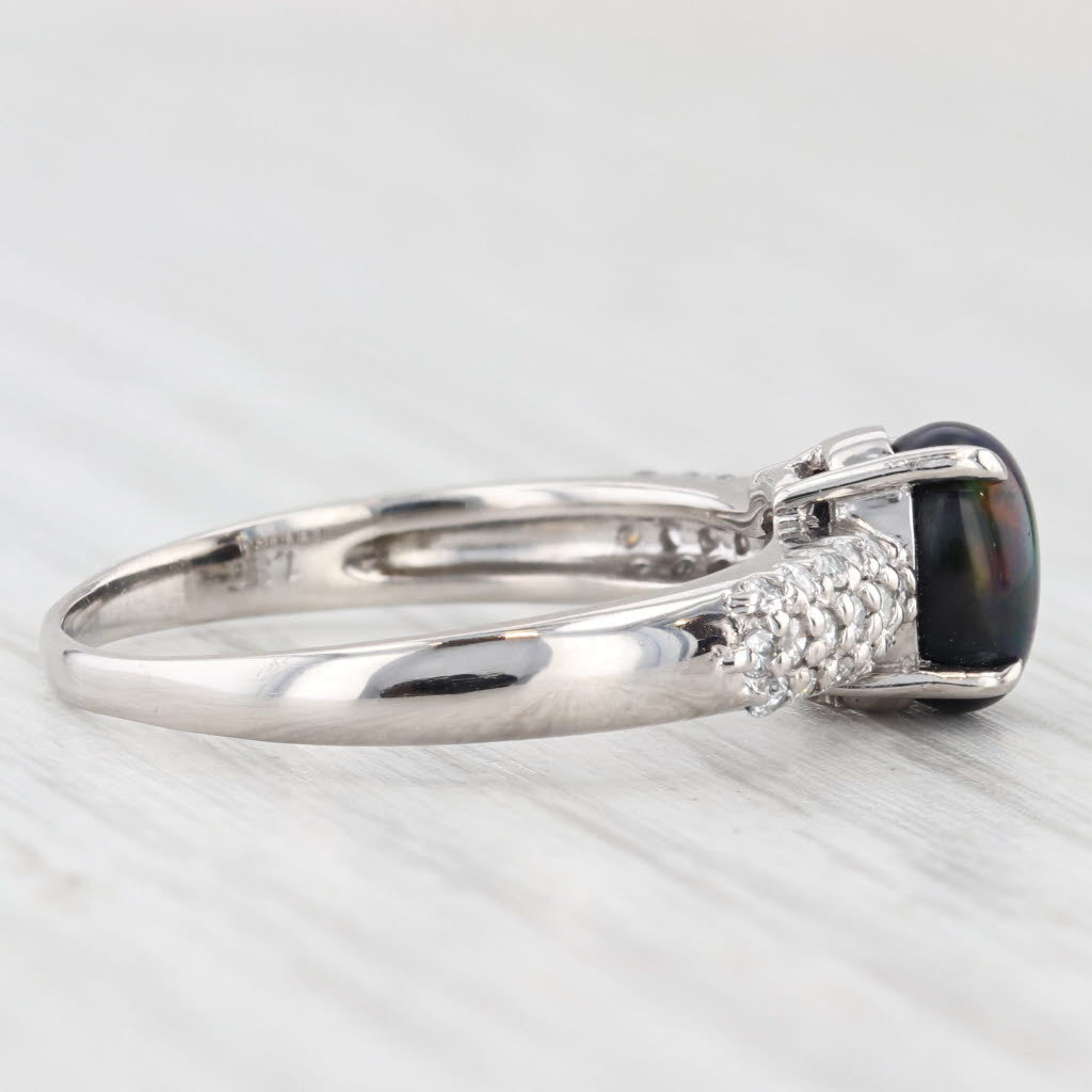 Light Gray Black Opal Oval Cabochon 0.25ctw Diamond Ring 900 Platinum Size 8