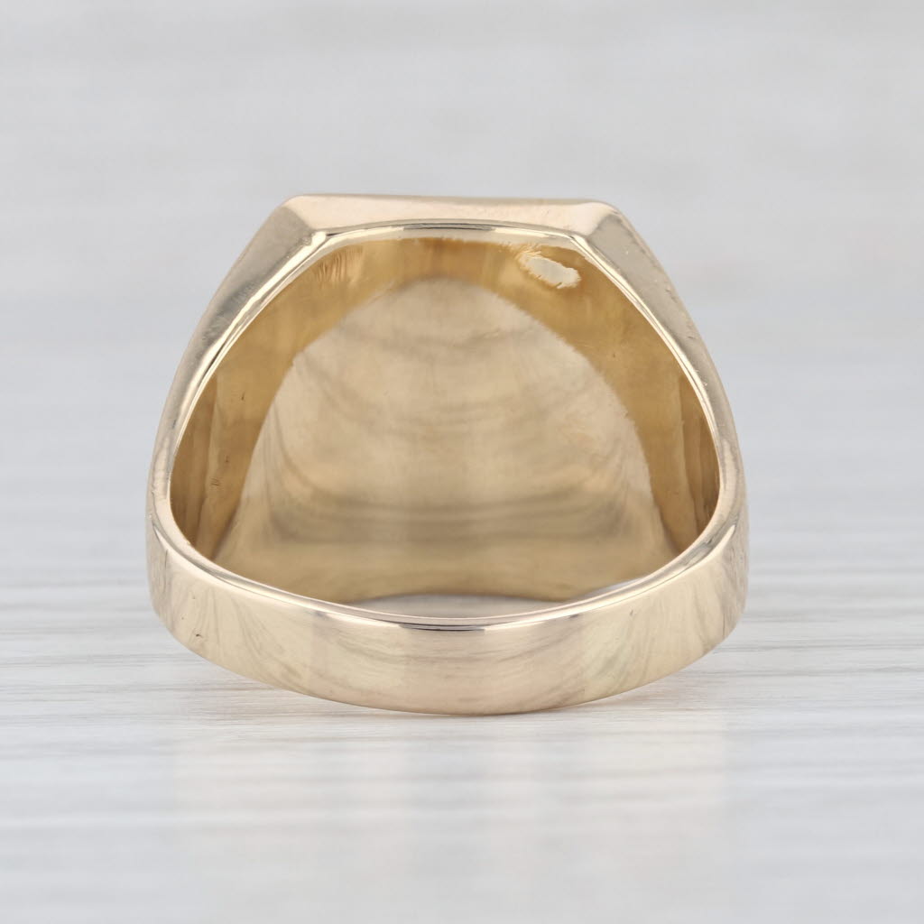 Vintage Engravable Hematite Ring 10k Yellow Gold Size 13 Men's Signet