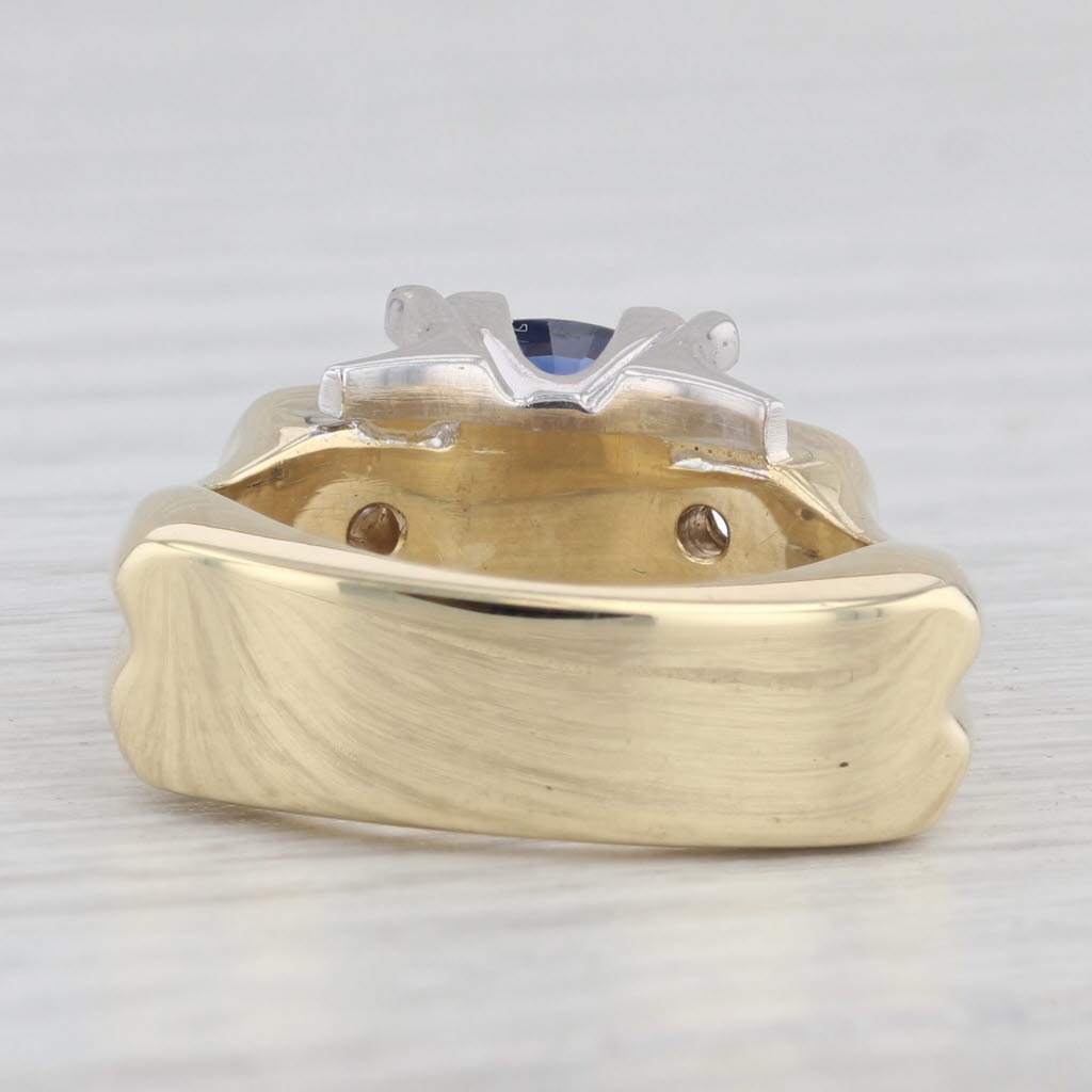 Light Gray 1.48ctw Blue Sapphire Diamond Ring 18k Yellow Gold Platinum Size 5.75