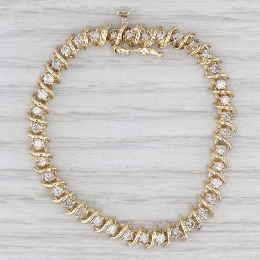 1.70ctw Diamond Tennis Bracelet 14k Yellow Gold 5.25" 5.2mm