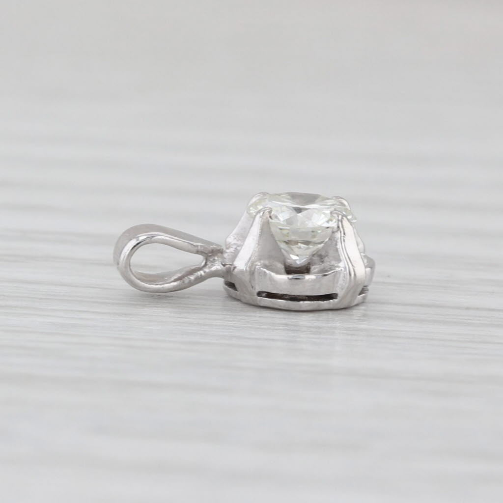 0.49ct Diamond Solitaire Pendant 14k White Gold Small Drop
