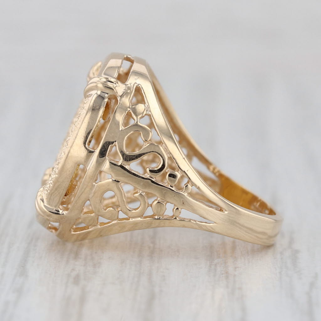 2011 Chinese Panda Coin Ring 14k 999 Fine Gold 20 Yuan 1/20oz Size 6.5