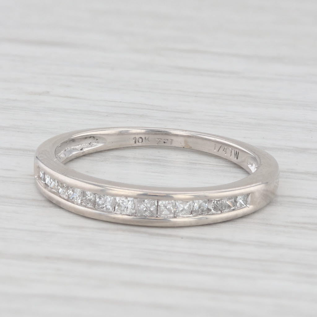 Light Gray 0.27ctw Diamond Wedding Band 10k White Gold Size 6 Stackable Ring