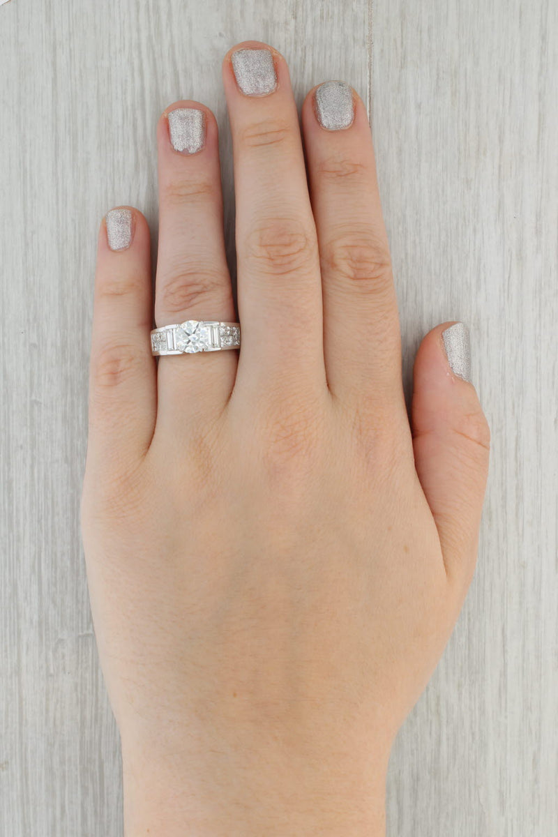 Gray 3.45ctw Round Diamond Engagement Ring 18k White Gold Size 8.25 GIA