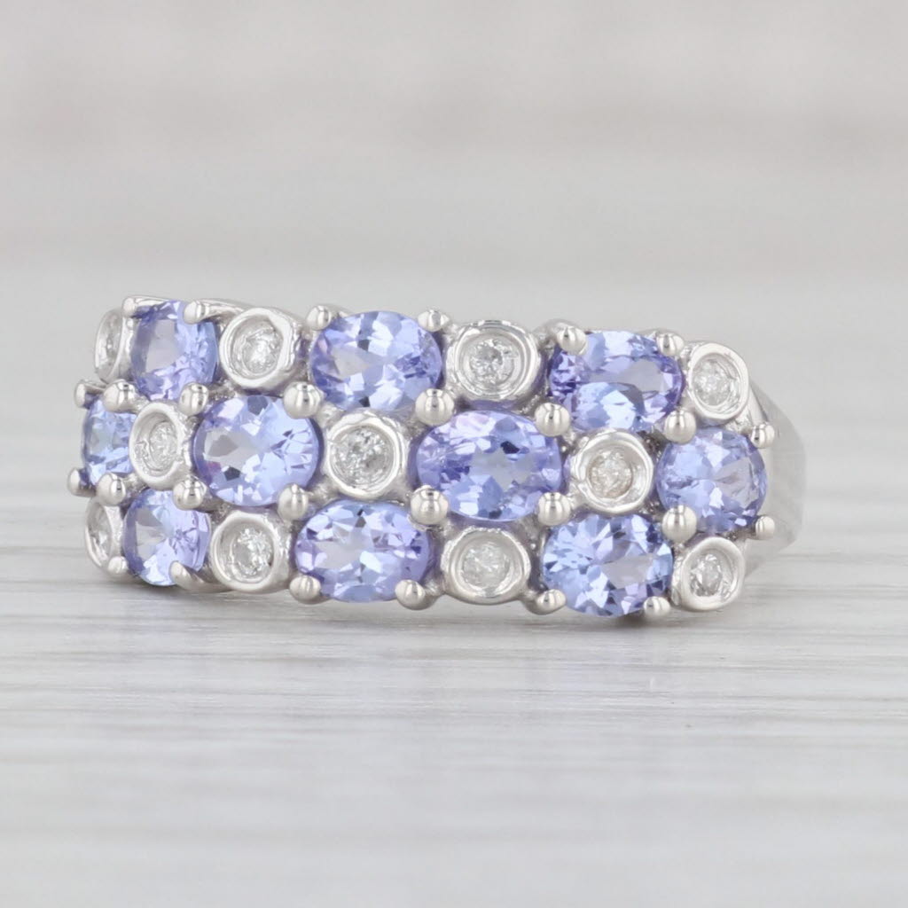 Light Gray 1.60ctw Tanzanite Diamond Cluster Ring 10k White Gold Size 8