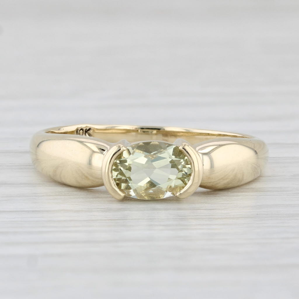 Light Gray 0.80ct Yellow Citrine Ring 10k Yellow Gold Size 8.25 Oval Solitaire