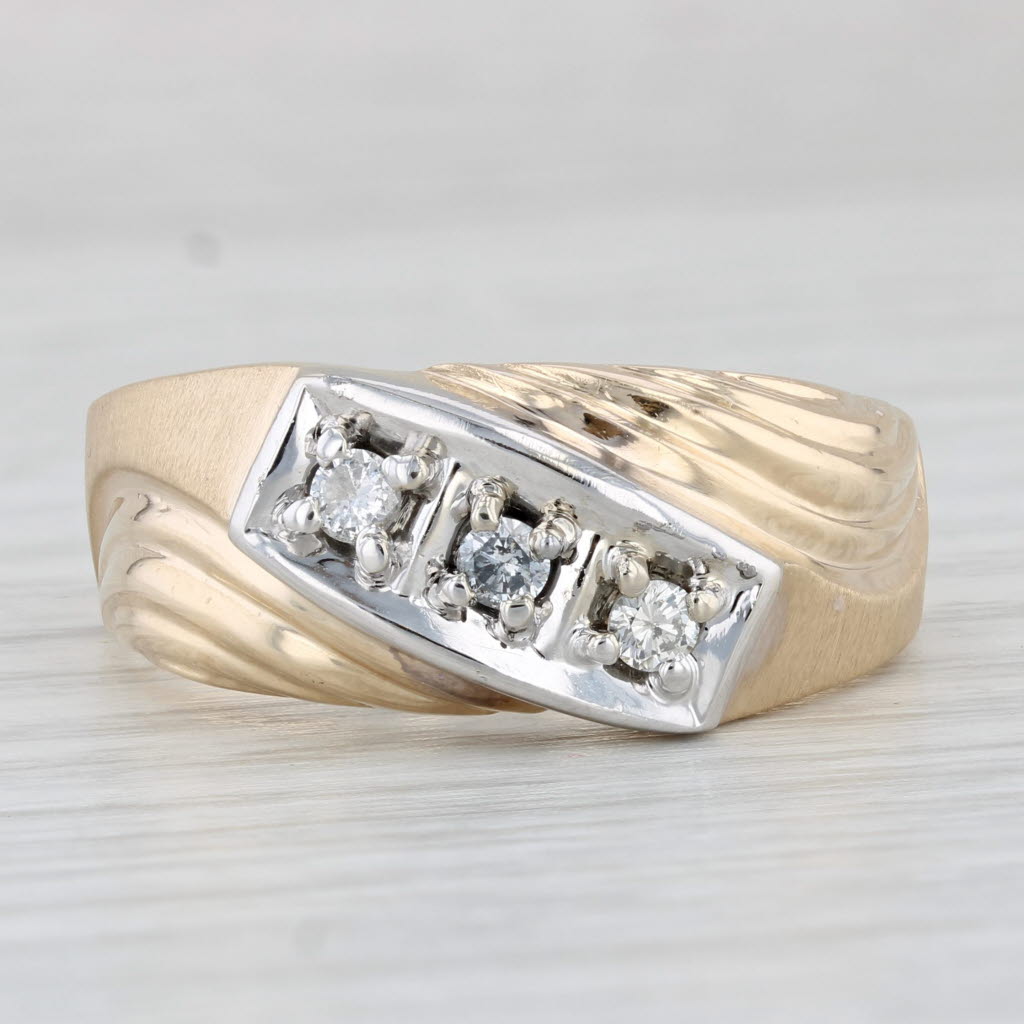 Light Gray 0.19ctw Diamond Men's Ring 10k Yellow Gold Size 13.75 Band