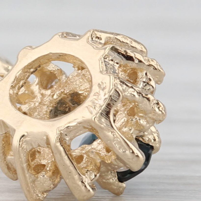 Small 0.39ctw Blue Sapphire Diamond Halo Pendant 14k Yellow Gold