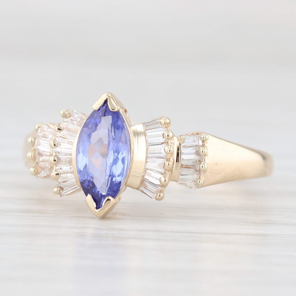 Light Gray 1.15ctw Marquise Tanzanite Diamond Ring 14k Yellow Gold Size 8