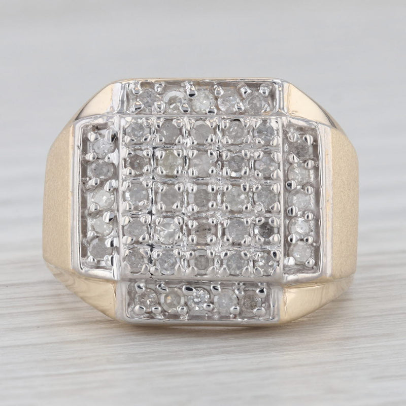 Gray 1ctw Men's Pave Diamond Ring 10k Gold Size 10.25