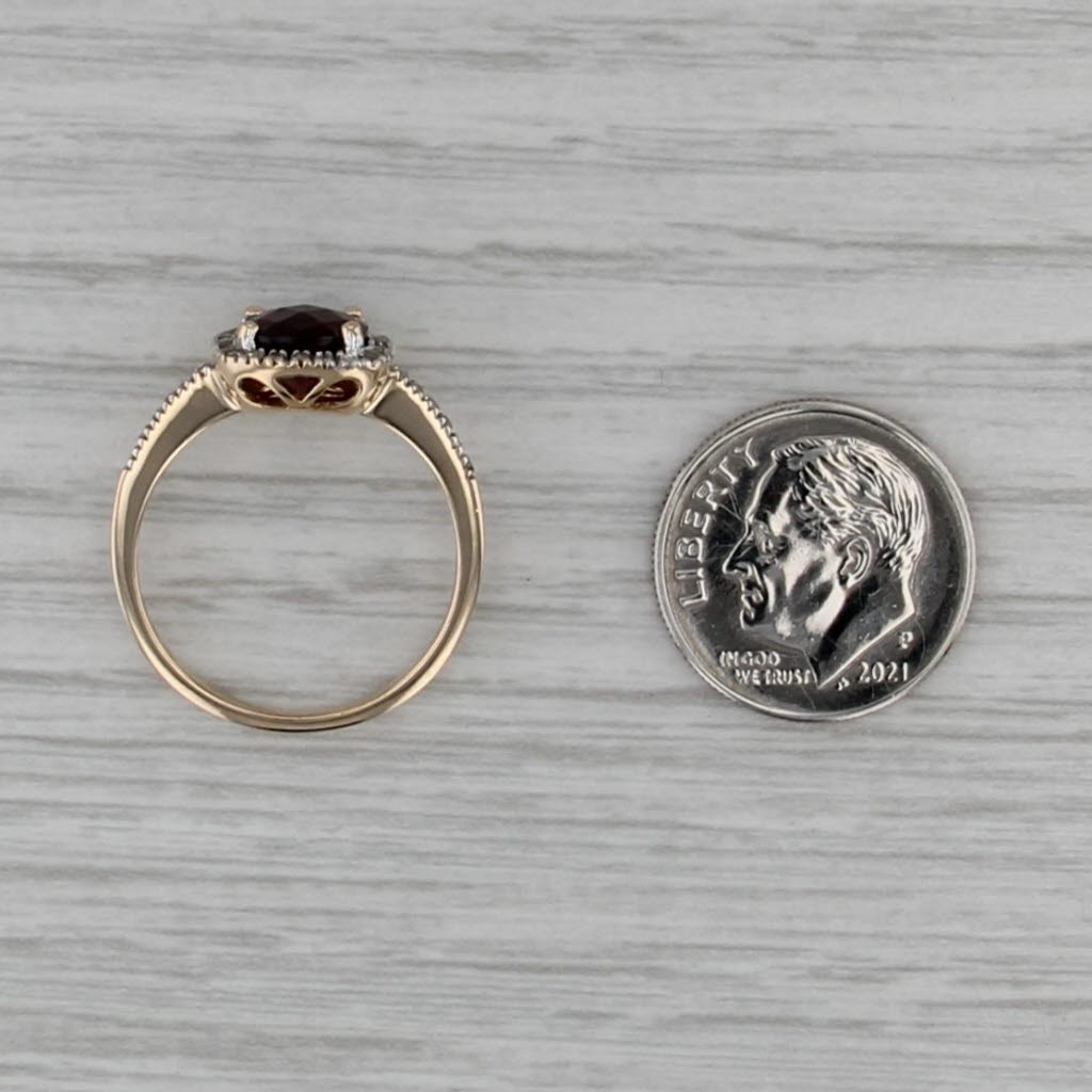 1.76ctw Garnet Diamond Halo Ring 14k Yellow Gold Size 7.25