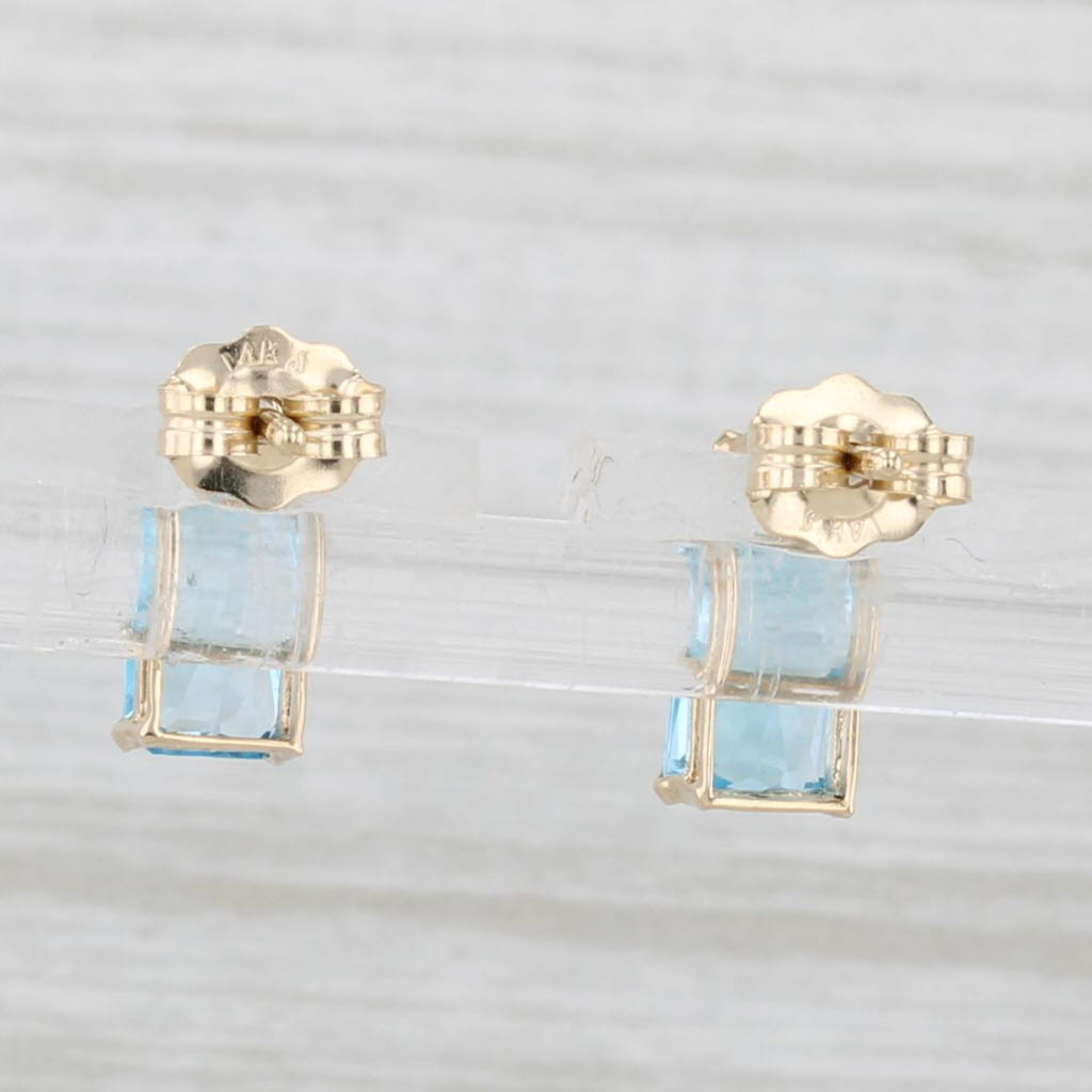 Light Gray 1.51ctw Blue Topaz Stud Earrings 14k Yellow Gold Small Drops