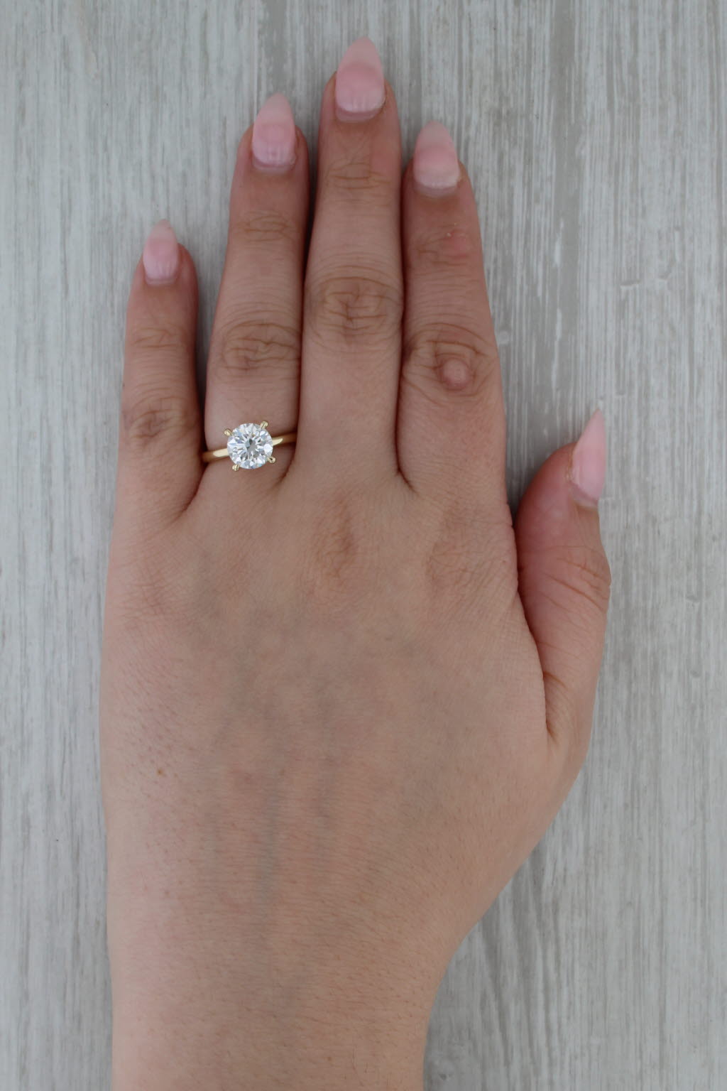 2.11ctw Lab Grown Round Diamond Halo Ring 14k Yellow Gold Size 6.5 IGI