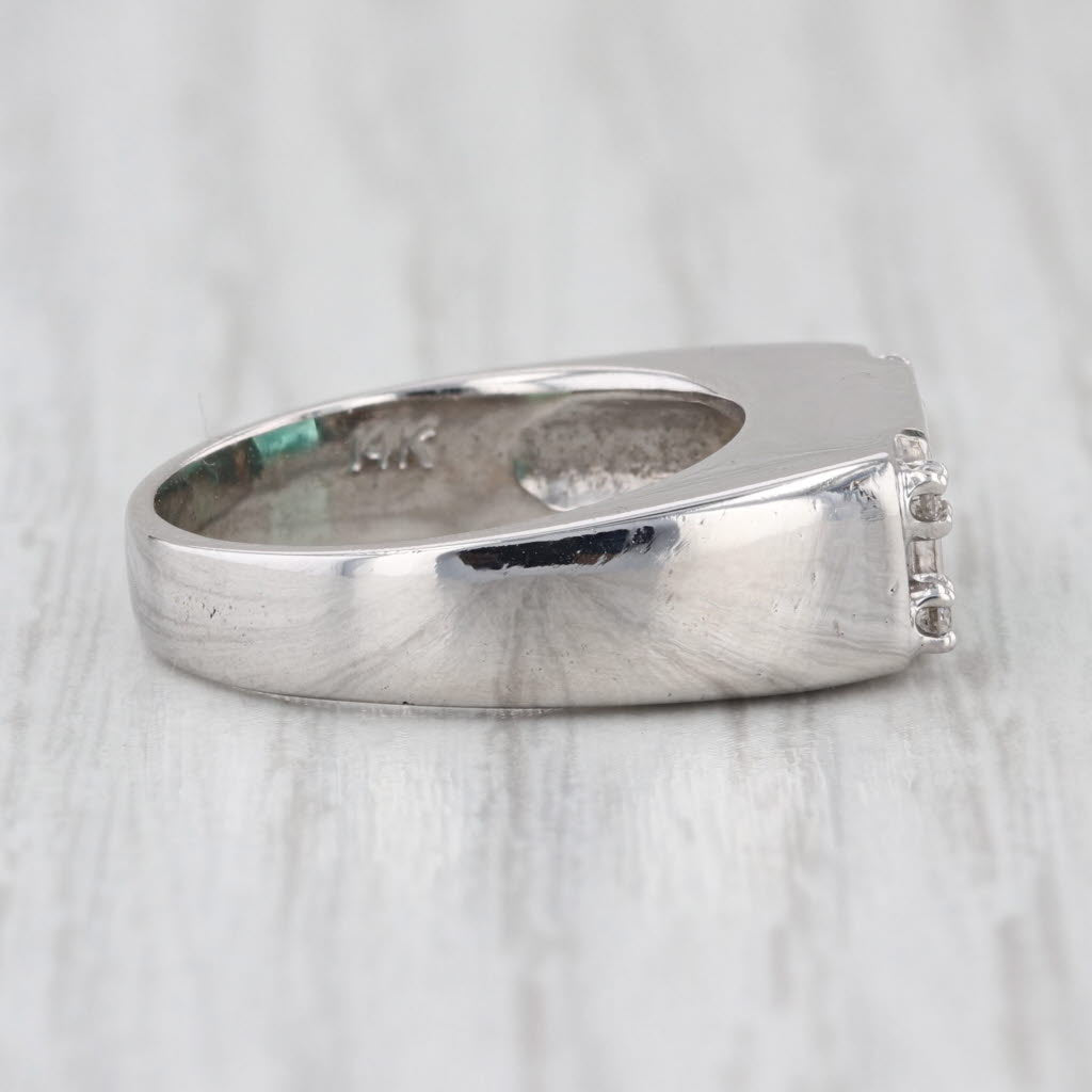 Vintage 0.83ctw Emerald Diamond Ring 14k White Gold Size 5